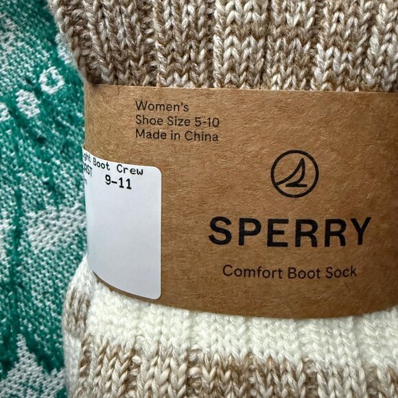 Sperry Women’s 2-Pack Comfort Crew Boot Socks – Beige/Brown/Pink (Size 9–11) - Picture 5 of 6